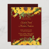 BUDGET Rustige Zonnebloem Gedekte bruiloft Invite (Voorkant / Achterkant)