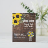 BUDGET Rustige Zonnebloem Gypsohila Wedding Invite (Staand voorkant)