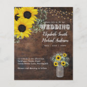 BUDGET Rustige Zonnebloem Gypsohila Wedding Invite (Voorkant)