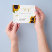 Budget rustige zonnebloembruiloft RSVP-kaart FLYER (Hand)