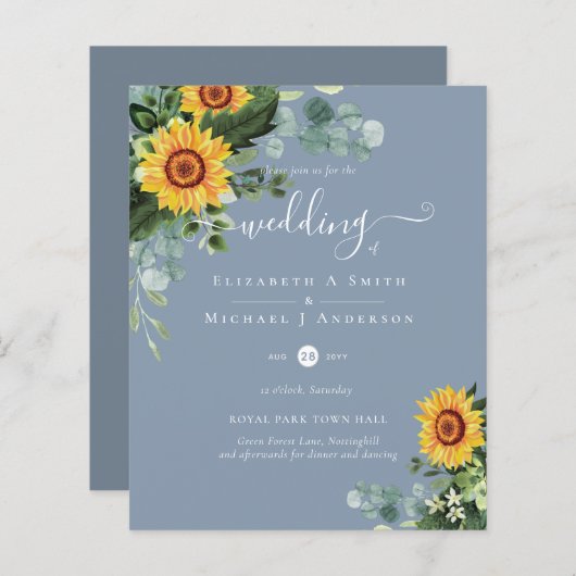 BUDGET Rustige zonnebloemen Eucalyptus Leaves Wedd (Voorkant / Achterkant)