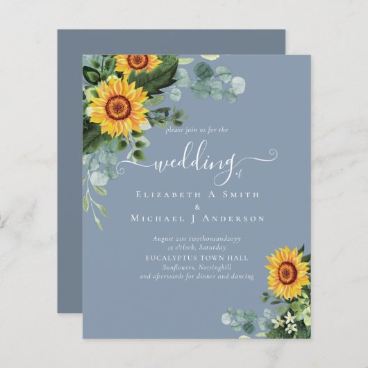 BUDGET Rustige zonnebloemen Eucalyptus Leaves Wedd (Voorkant / Achterkant)