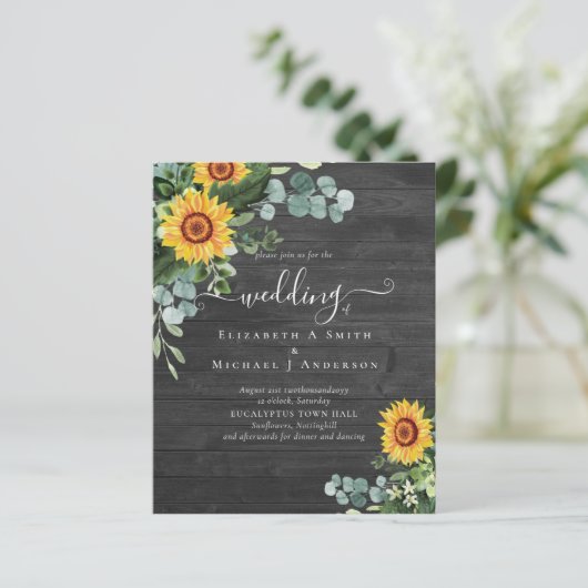 BUDGET Rustige zonnebloemen Eucalyptus Leaves Wedd (Staand voorkant)