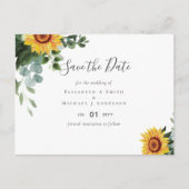 BUDGET Rustige zonnebloemen Eucalyptus Leaves Wedd Briefkaart (Voorkant)