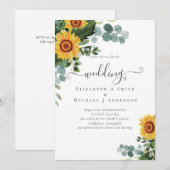 BUDGET Rustige zonnebloemen Eucalyptus Leaves Wedd Kaart (Voorkant / Achterkant)