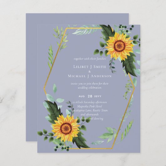 BUDGET Rustige zonnebloemen Greenery Leaves Weddin (Voorkant / Achterkant)