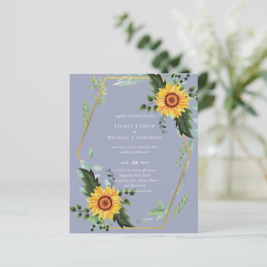 BUDGET Rustige zonnebloemen Greenery Leaves Weddin (Staand voorkant)