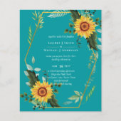 BUDGET Rustige zonnebloemen Greenery Leaves Weddin Flyer (Voorkant)