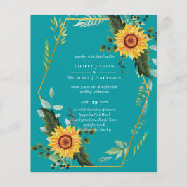 BUDGET Rustige zonnebloemen Greenery Leaves Weddin Flyer
