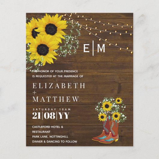 BUDGET Rustige zonnebloemen Gypsophila Wedding Inv (Voorkant)