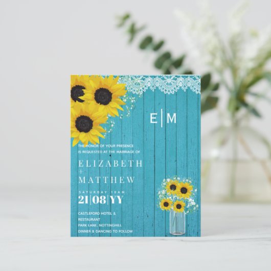 BUDGET Rustige zonnebloemen Gypsophila Wedding Inv (Staand voorkant)