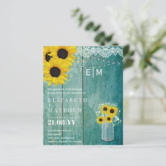 BUDGET Rustige zonnebloemen Gypsophila Wedding Inv (Staand voorkant)