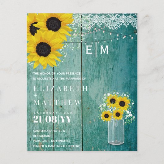 BUDGET Rustige zonnebloemen Gypsophila Wedding Inv (Voorkant)