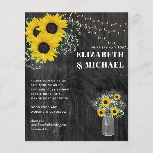 BUDGET Rustige zonnebloemen Licht Weddenschap Uitn (Voorkant)