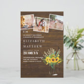 BUDGET Rustige zonnebloemen mason Jar Wedding Invi (Staand voorkant)