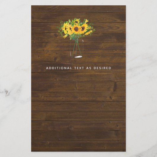 BUDGET Rustige zonnebloemen mason Jar Wedding Invi (Achterkant)