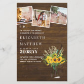 BUDGET Rustige zonnebloemen mason Jar Wedding Invi (Voorkant)