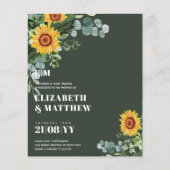 BUDGET Rustige zonnebloemen Moderne tekstbruiloft (Voorkant)