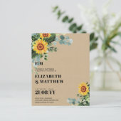 BUDGET Rustige zonnebloemen Moderne tekstbruiloft (Staand voorkant)