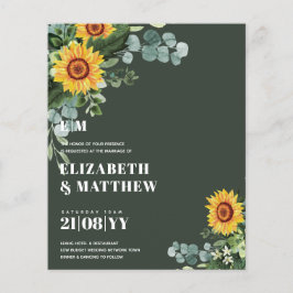 BUDGET Rustige zonnebloemen Moderne tekstbruiloft Flyer