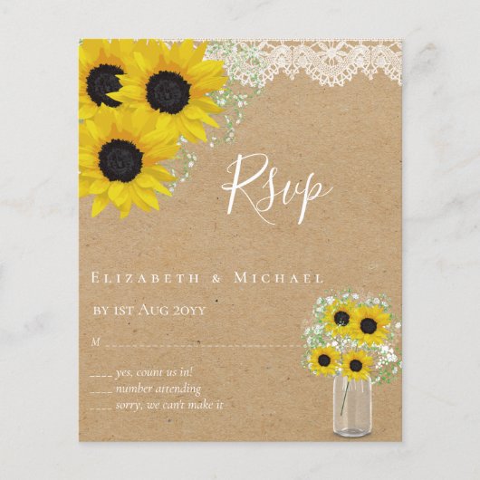 BUDGET Rustige zonnebloemen RSVP Weddenschap (Voorkant)