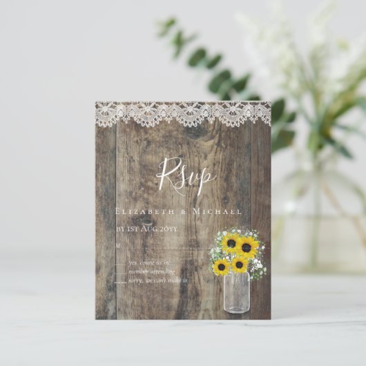 BUDGET Rustige zonnebloemen RSVP Weddenschap (Staand voorkant)