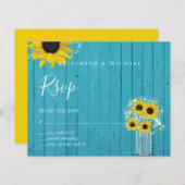 BUDGET Rustige zonnebloemen RSVP Weddenschap (Voorkant / Achterkant)