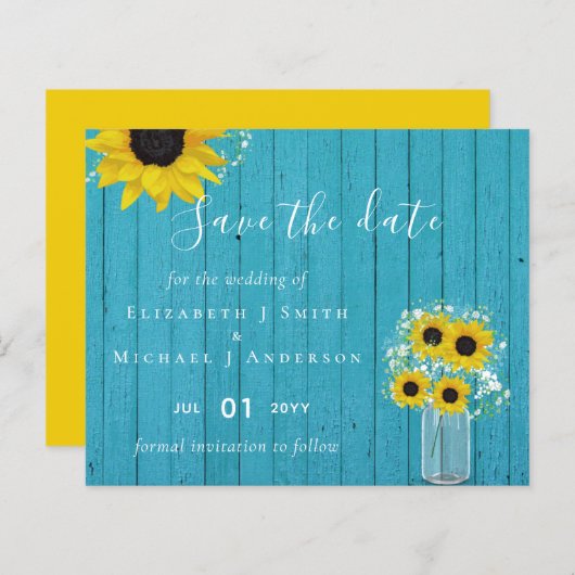 BUDGET Rustige zonnebloemen Weddenschappen Save Da (Voorkant / Achterkant)