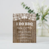 Budget Rustin Barn Wood Lace I Do BBQ Uitnodiging (Staand voorkant)
