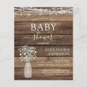 Budget Rustisch Baby shower - Uitnodiging voor ver (Voorkant)