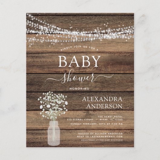 Budget Rustisch Baby shower - Uitnodiging voor ver Flyer (Voorkant)