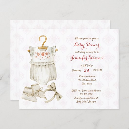 Budget Rustisch  baby shower voor babykleding (Voorkant / Achterkant)