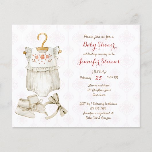 Budget Rustisch  baby shower voor babykleding (Voorkant)