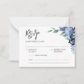 BUDGET Rustisch Elegant Dusty Blue Flowers RSVP Notitiekaartje (Voorkant)
