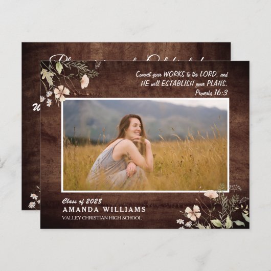 BUDGET Rustisch hout Christelijk Afstuderen Verse (Voorkant / Achterkant)