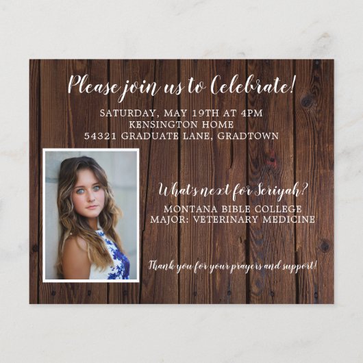 BUDGET Rustisch hout Christelijk Afstuderen Verse (Achterkant)