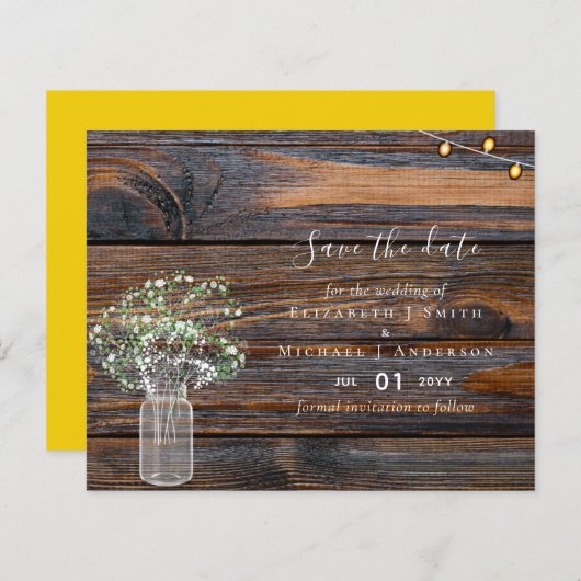 BUDGET Rustisch Hout Gypsophila Bewaar de Data (Voorkant / Achterkant)