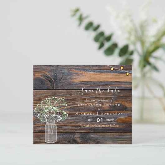 BUDGET Rustisch Hout Gypsophila Bewaar de Data (Staand voorkant)