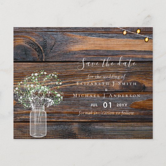 BUDGET Rustisch Hout Gypsophila Bewaar de Data (Voorkant)