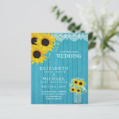 BUDGET Rustische Zonnebloem Baby Adem Trouw Uitnod (Staand voorkant)