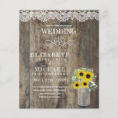 BUDGET Rustische Zonnebloem Baby Adem Trouw Uitnod (Voorkant)