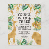 Budget Safari 3rd Birthday Green Ecru Invite (Voorkant)