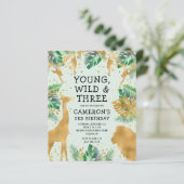 Budget Safari 3rd Birthday Pastel Green Invite (Staand voorkant)
