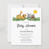 Budget Safari Animals Baby Shower Invitation (Voorkant)