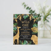 Budget Safari Baby shower Black Gold Invitation (Staand voorkant)