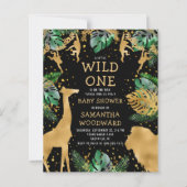 Budget Safari Baby shower Black Gold Invitation (Voorkant)