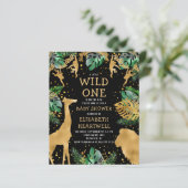 Budget Safari Baby shower Black Gold Invitation (Staand voorkant)