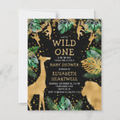 Budget Safari Baby shower Black Gold Invitation (Voorkant)