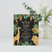 Budget Safari Baby shower Black Gold Invitation (Staand voorkant)