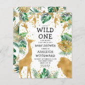 Budget Safari Baby shower Green Gold Invitation (Voorkant / Achterkant)